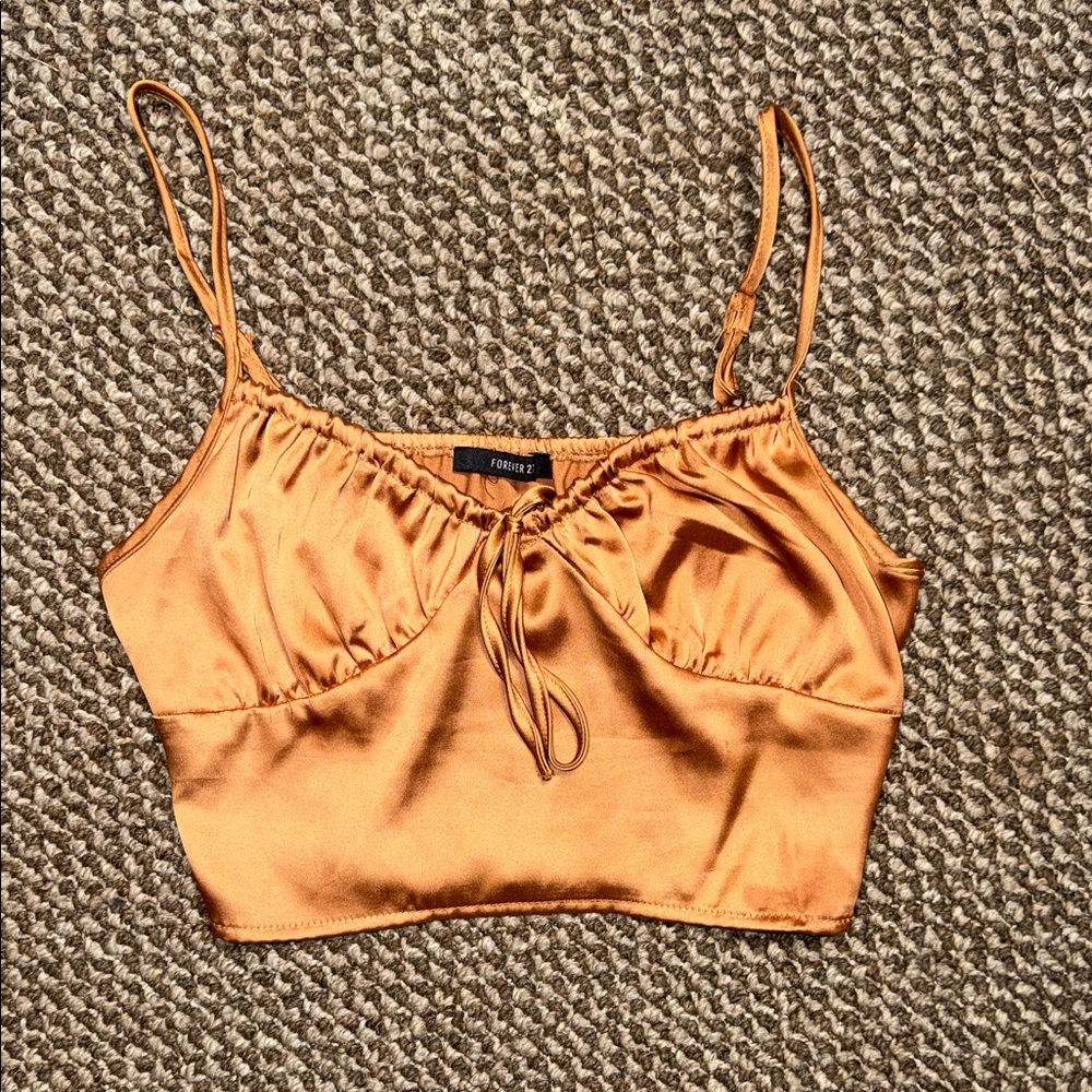 Forever 21 Copper Satin Crop Cami small